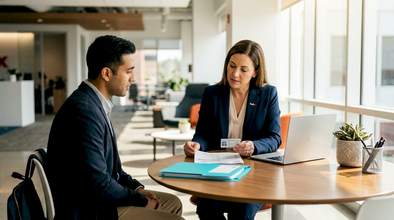 HR reviews license and DMV record with applicant