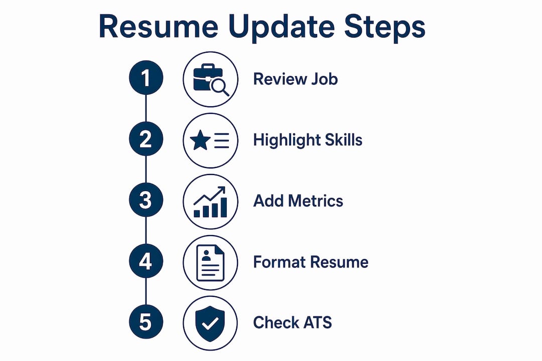 Infographic showing step-by-step truck driver resume update process