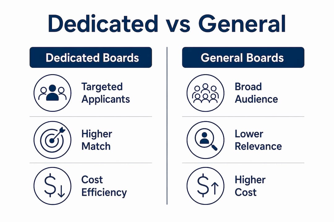 Infographic comparing dedicated and general job boards