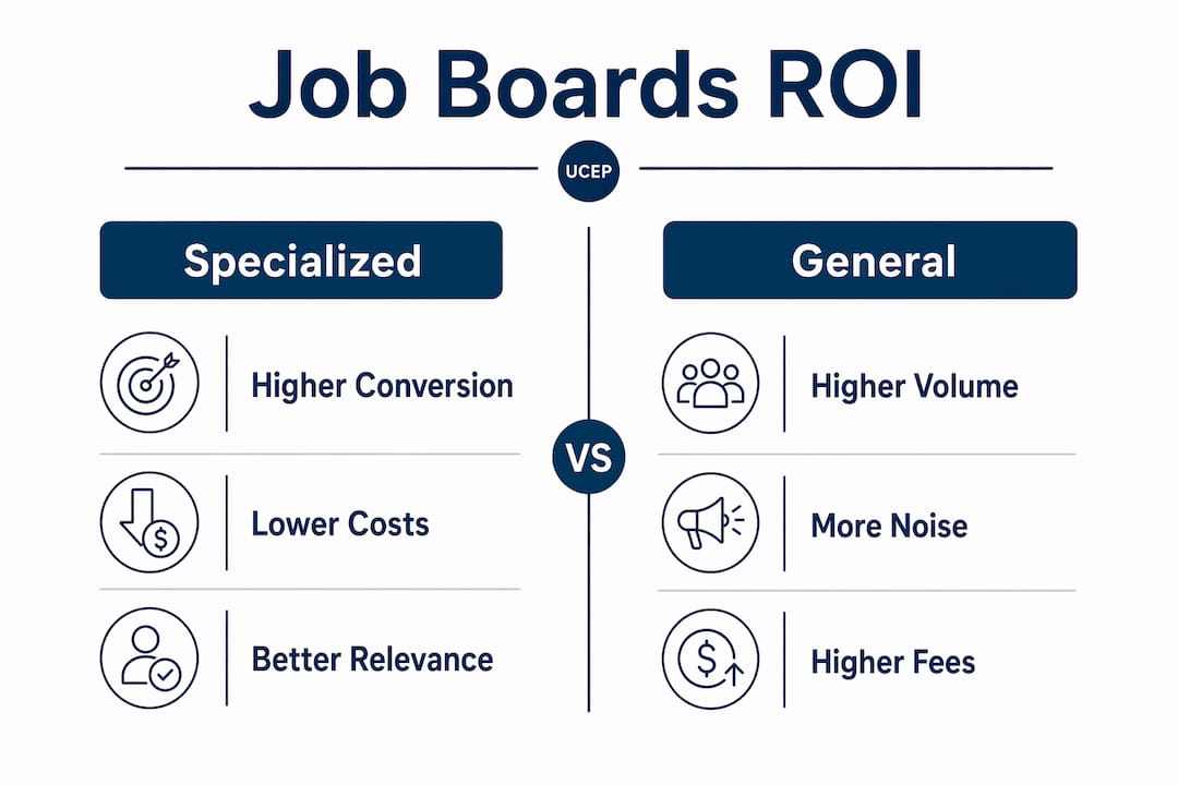 Infographic comparing specialized and general job boards ROI