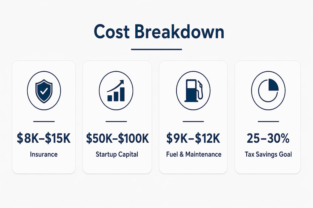 Infographic showing financial costs and tax savings for contractor drivers