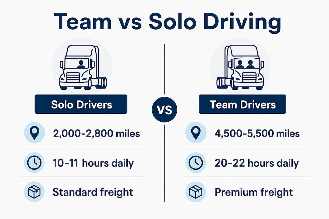 Infographic comparing team driving and solo driving metrics