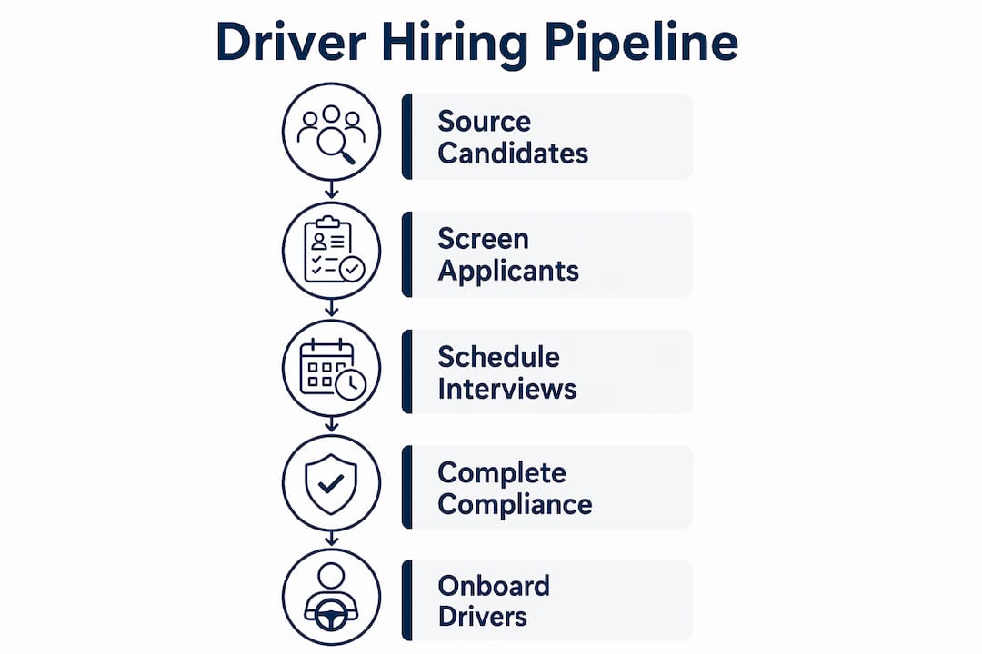 Infographic showing driver hiring pipeline steps