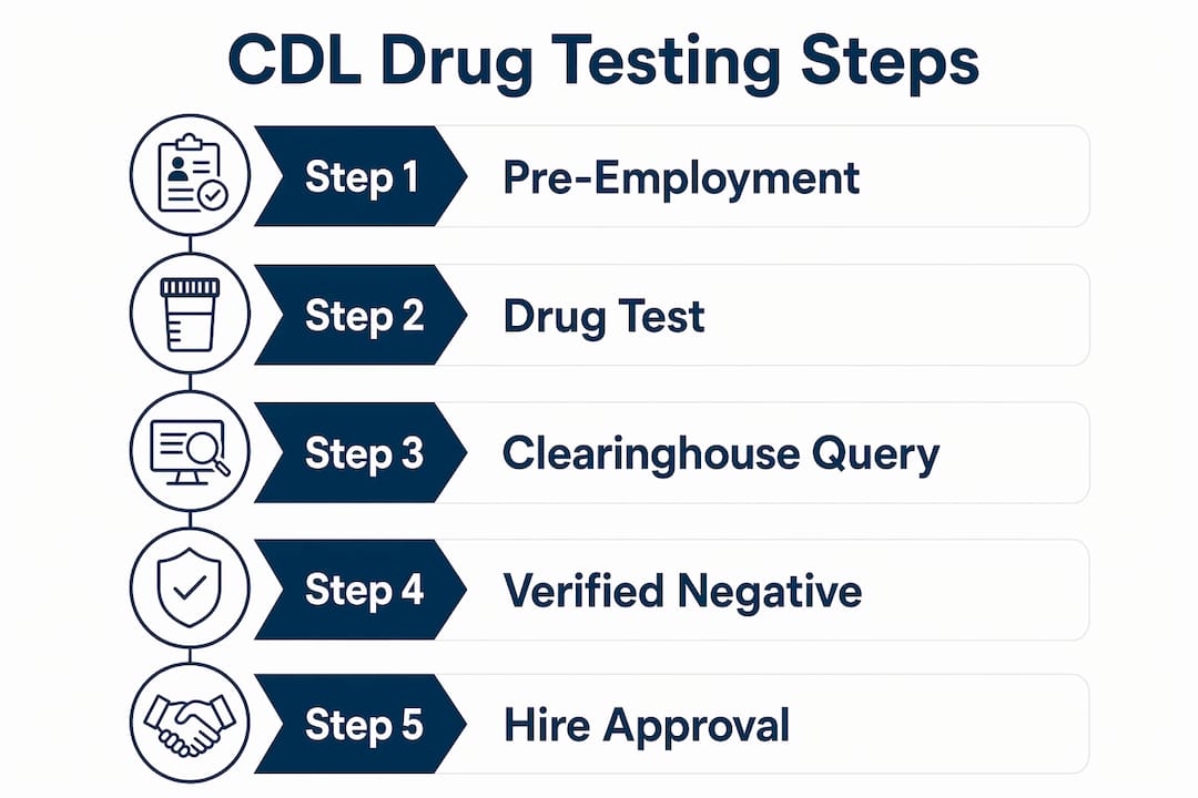 Infographic outlining CDL drug testing steps