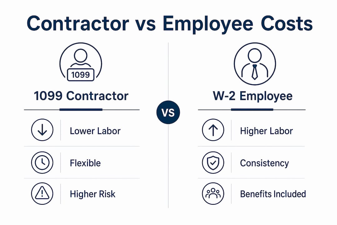 Infographic comparing contractor and employee driver costs