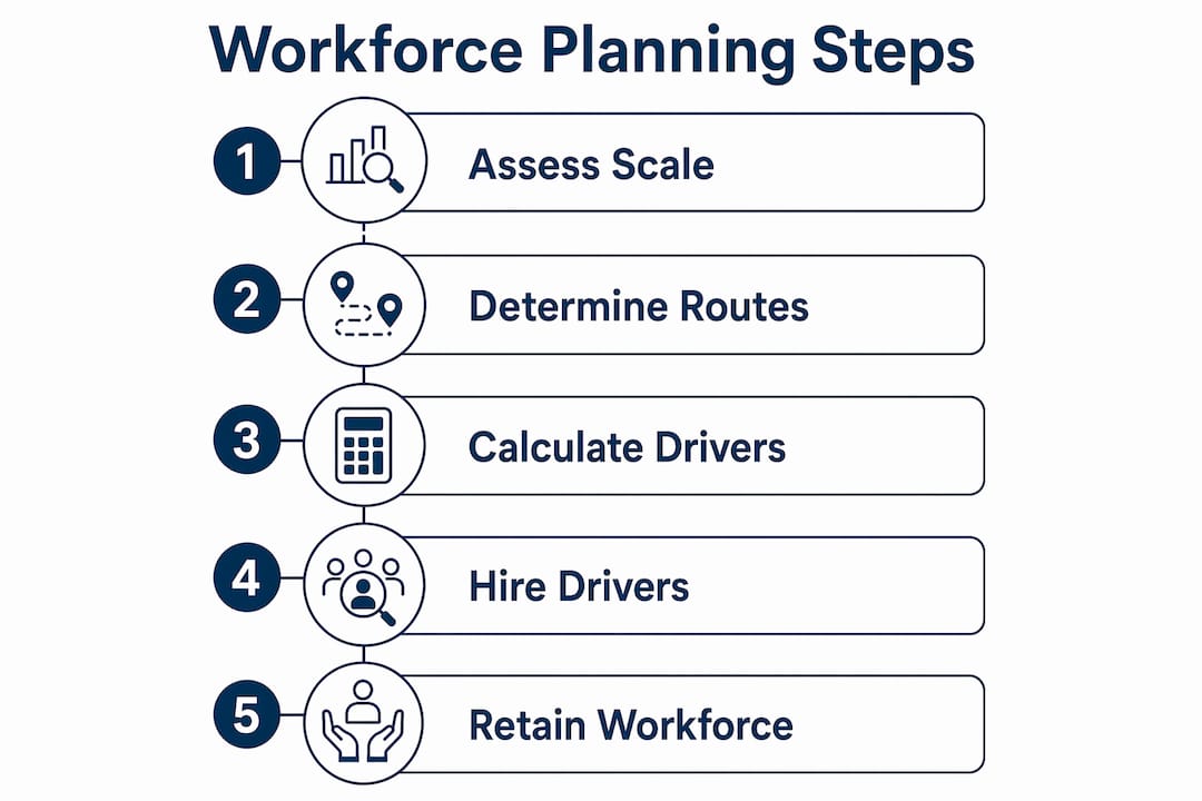 Infographic depicting stages of FedEx contractor workforce planning