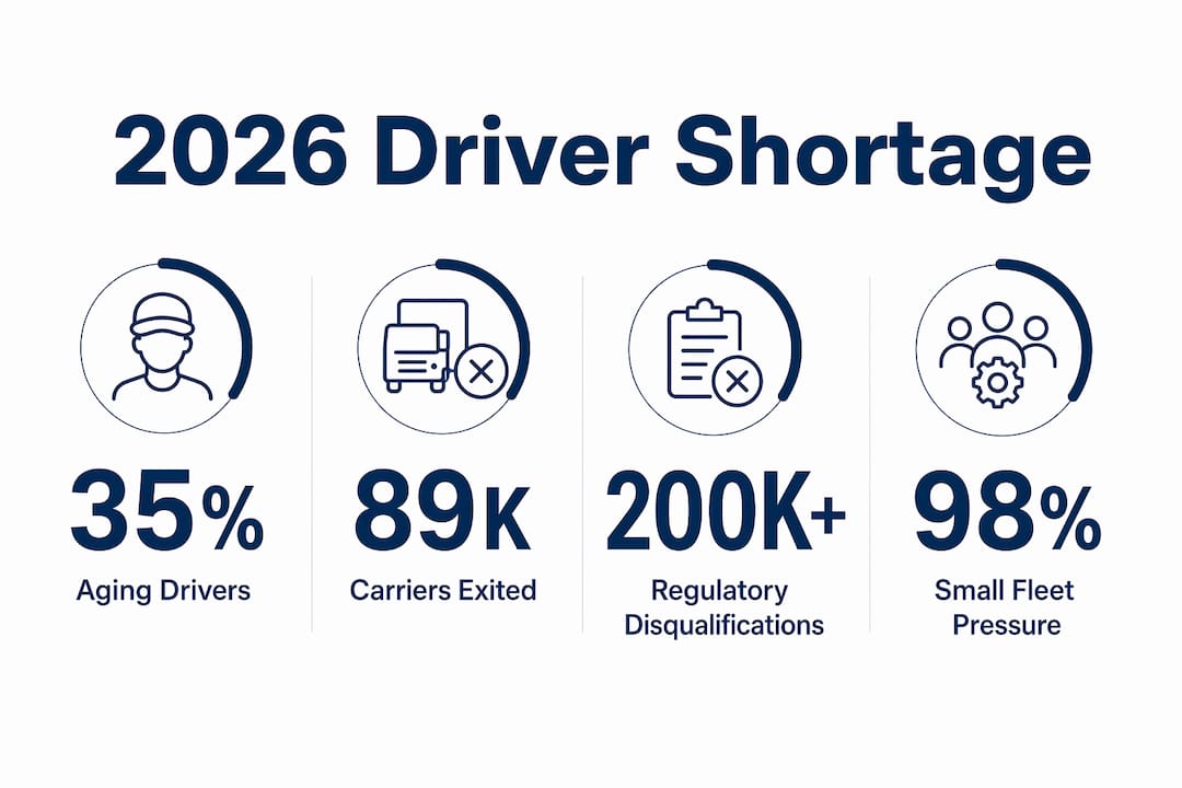 Infographic showing key trucking driver shortage stats