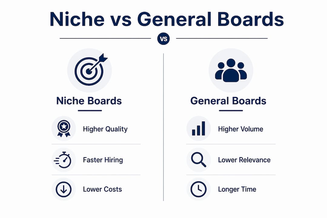 Infographic comparing niche and general job boards