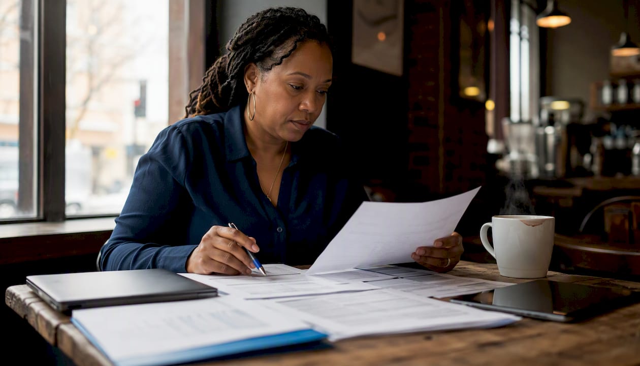 Fleet manager examining fuel transaction reports