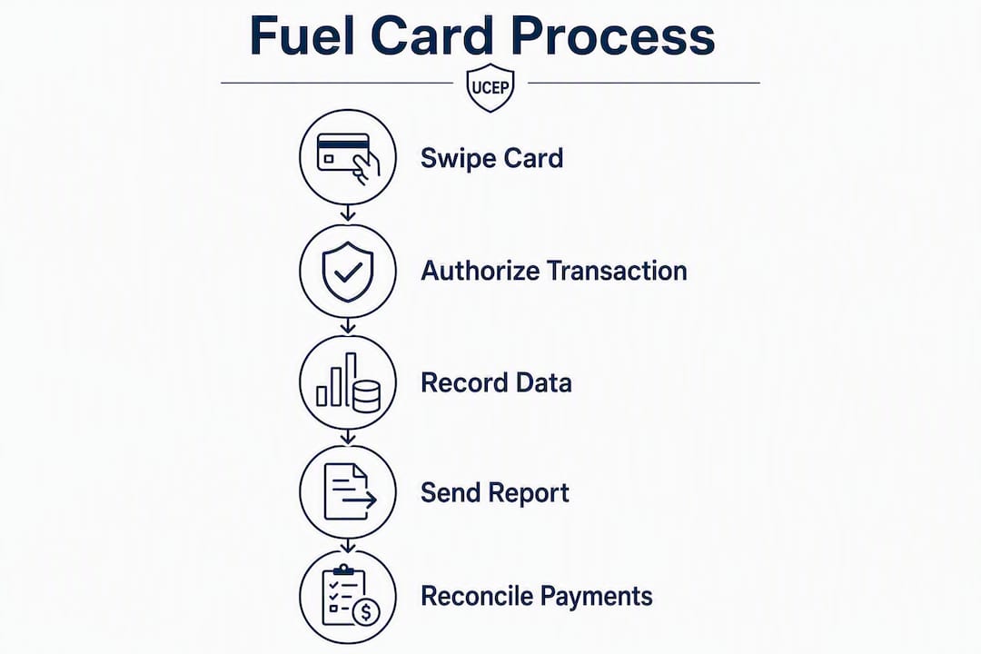Infographic showing fuel card use process