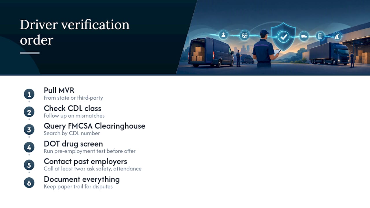Ordered driver record verification process