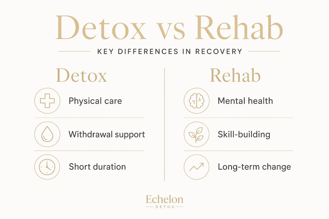 Infographic comparing detox and rehab differences