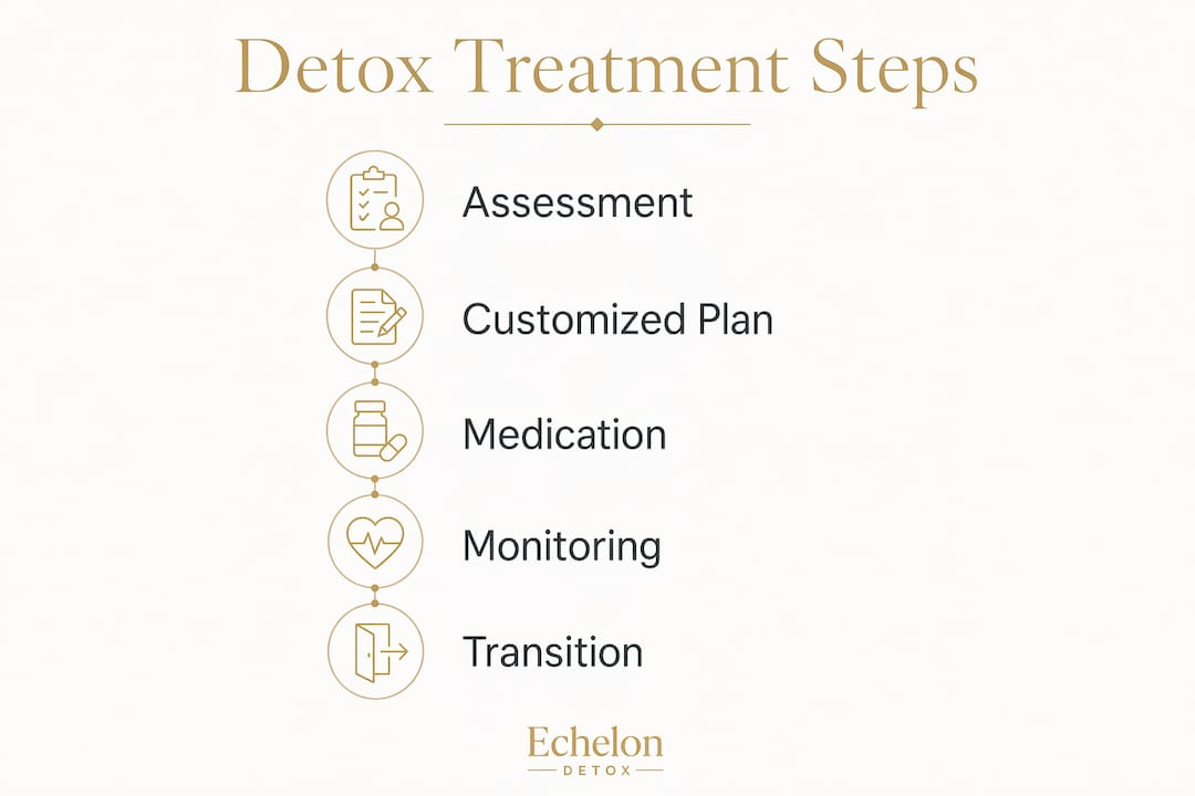 Infographic showing stages of a personalized detox treatment plan