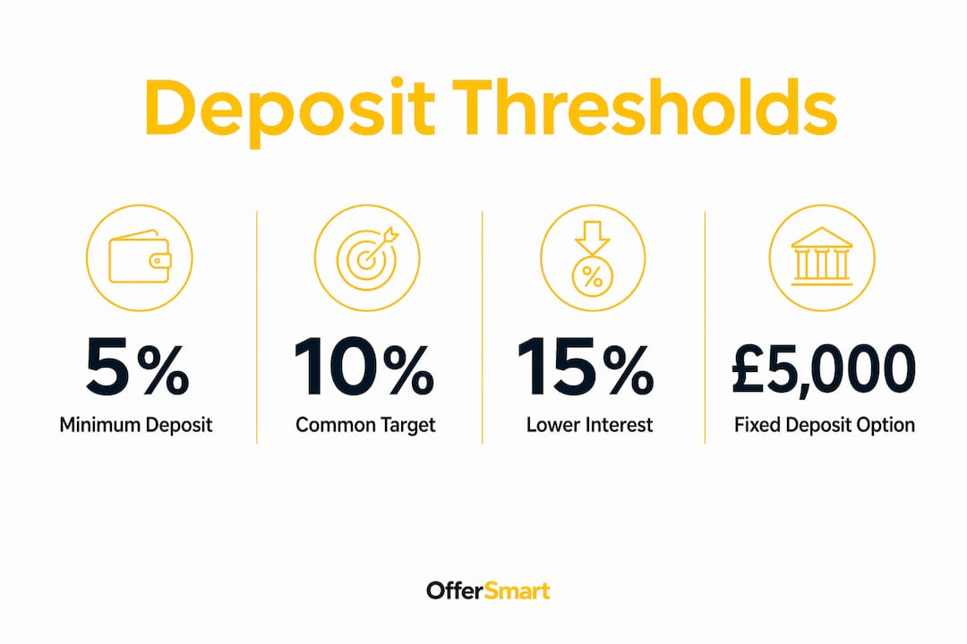 Infographic showing first-time buyer deposit percentage options
