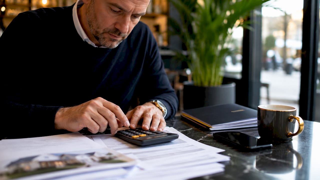 Hands calculating UK home Stamp Duty costs