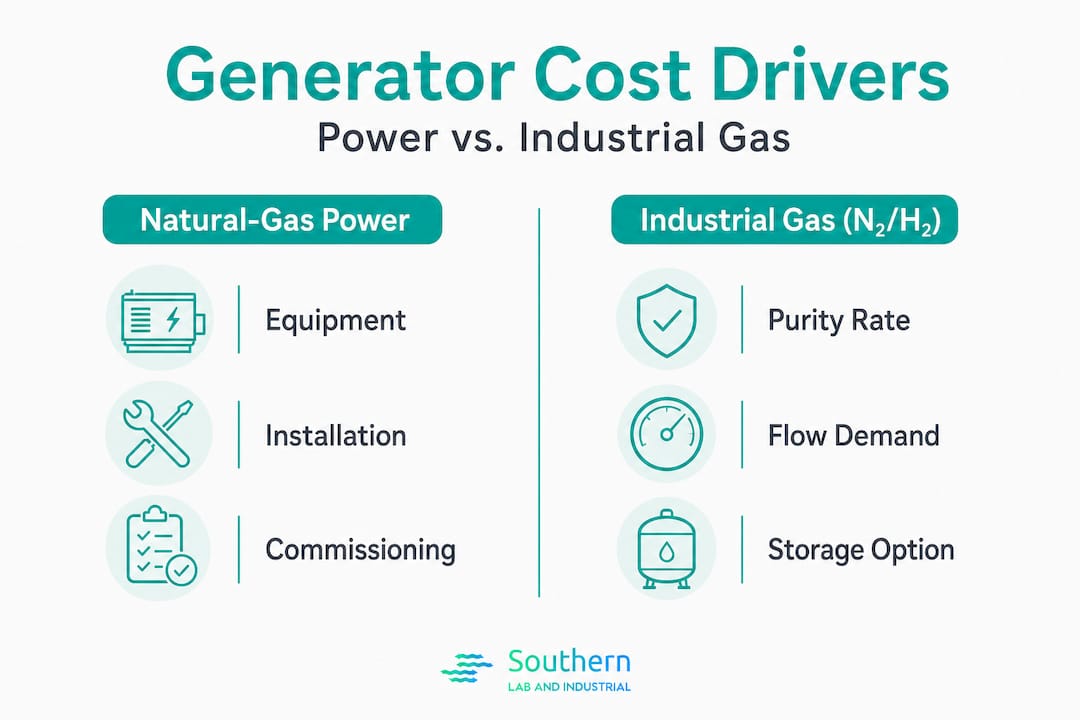 Infographic comparing generator types and cost factors