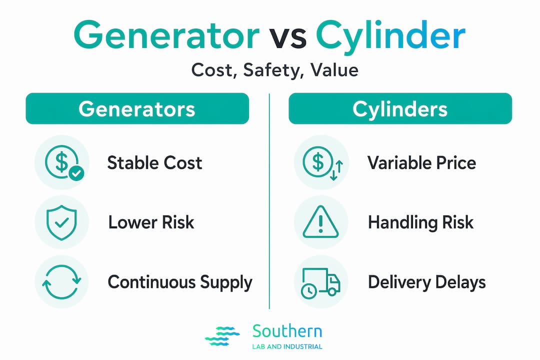 Infographic comparing generators and cylinders side by side