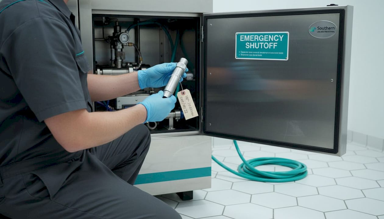 Technician inspects nitrogen generator membrane