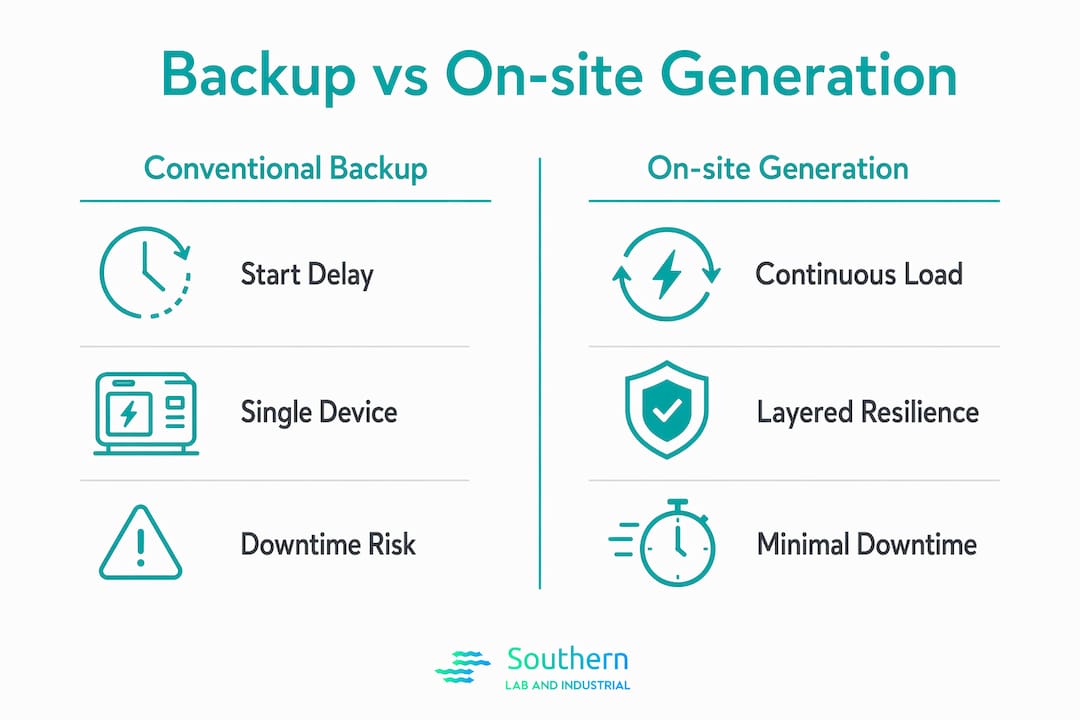 Infographic comparing backup and on-site generation benefits