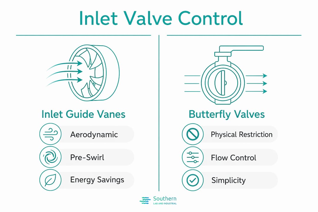 Comparison infographic of IGVs versus butterfly valves