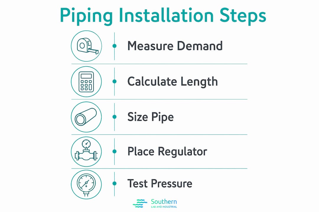Infographic of gas piping installation steps