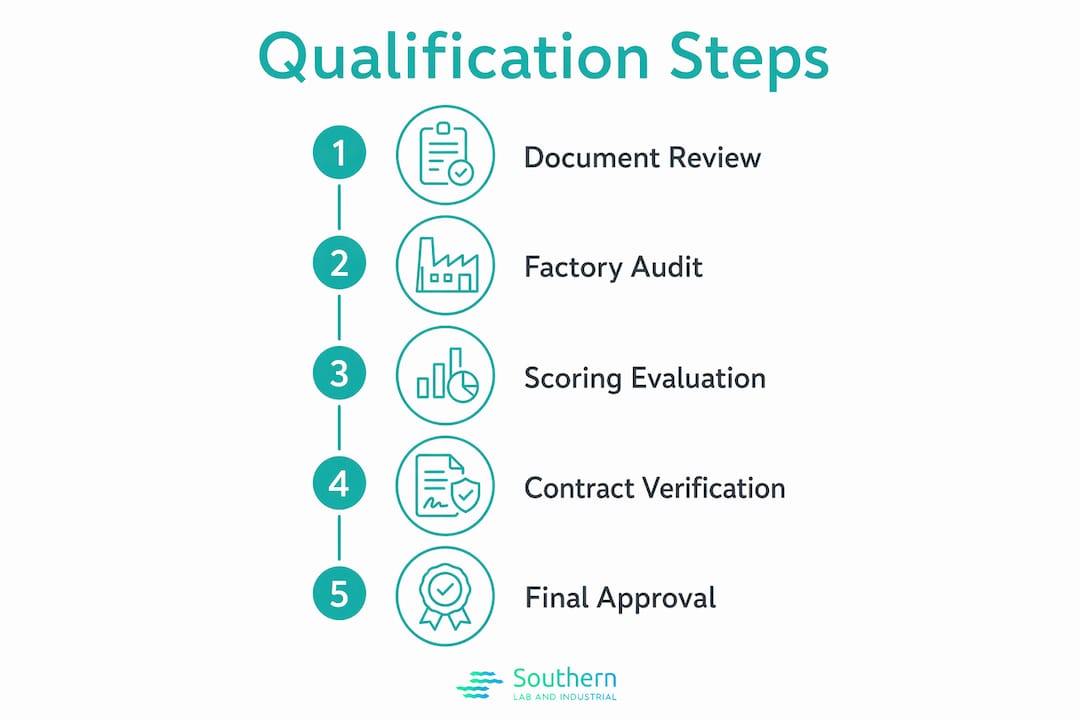 Infographic illustrating supplier qualification steps