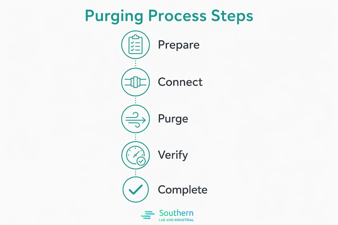 Infographic showing nitrogen purging process steps