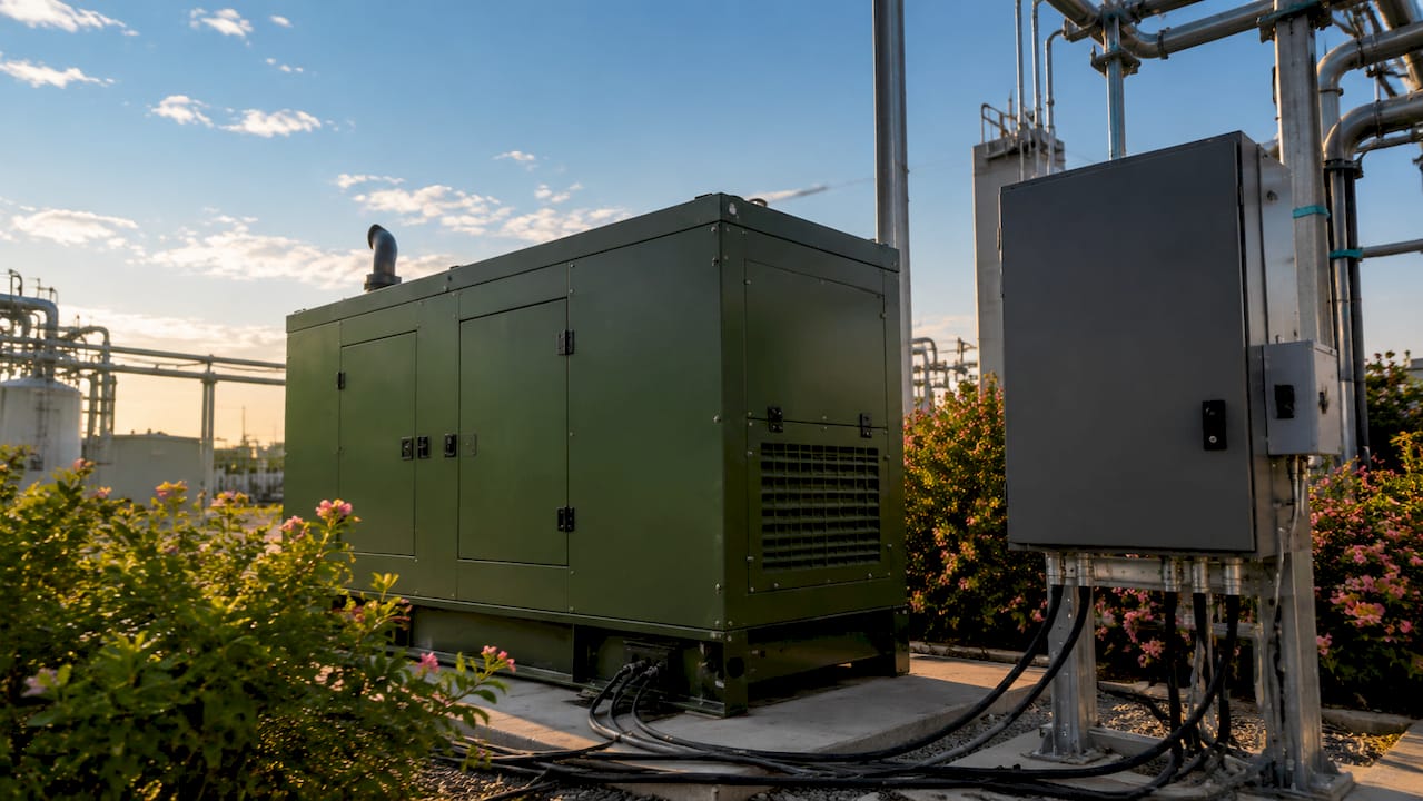 Outdoor diesel generator with automatic transfer switch