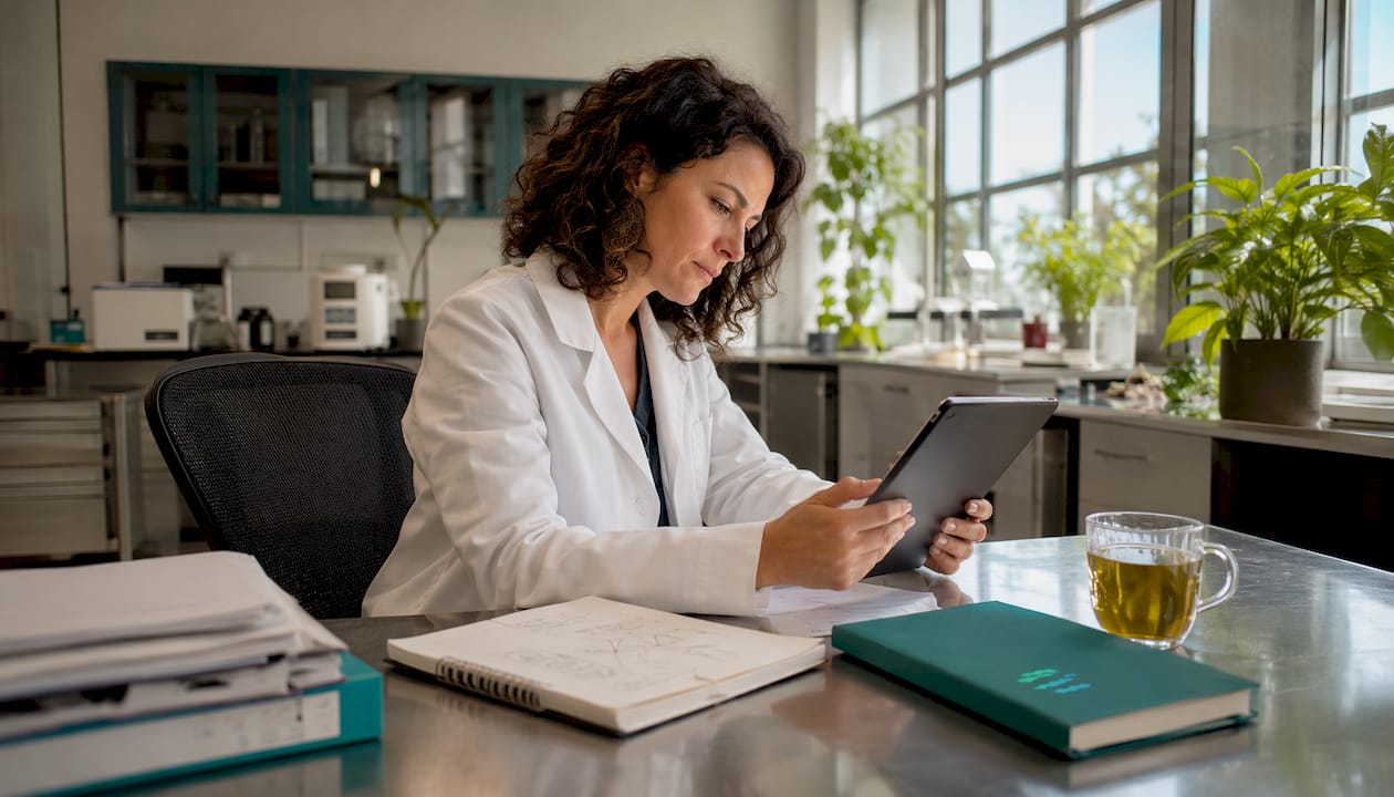 Lab manager reviewing fault alert notifications