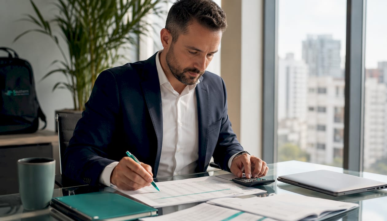 Hands calculating gas generator ROI costs