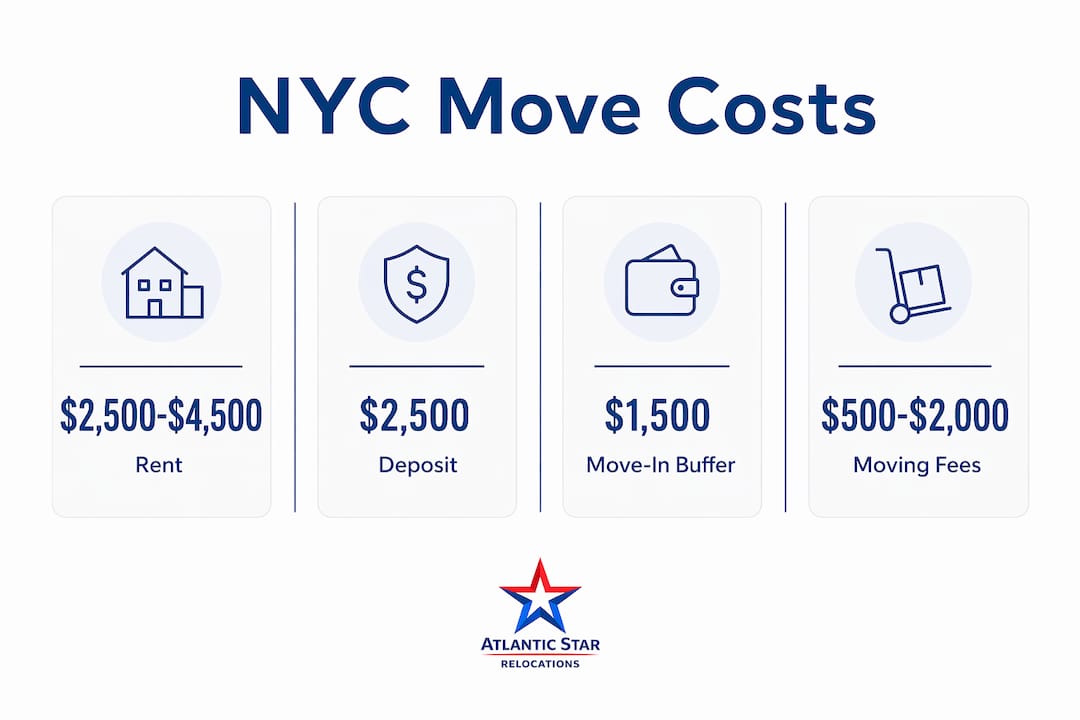 Infographic summarizing key New York moving costs