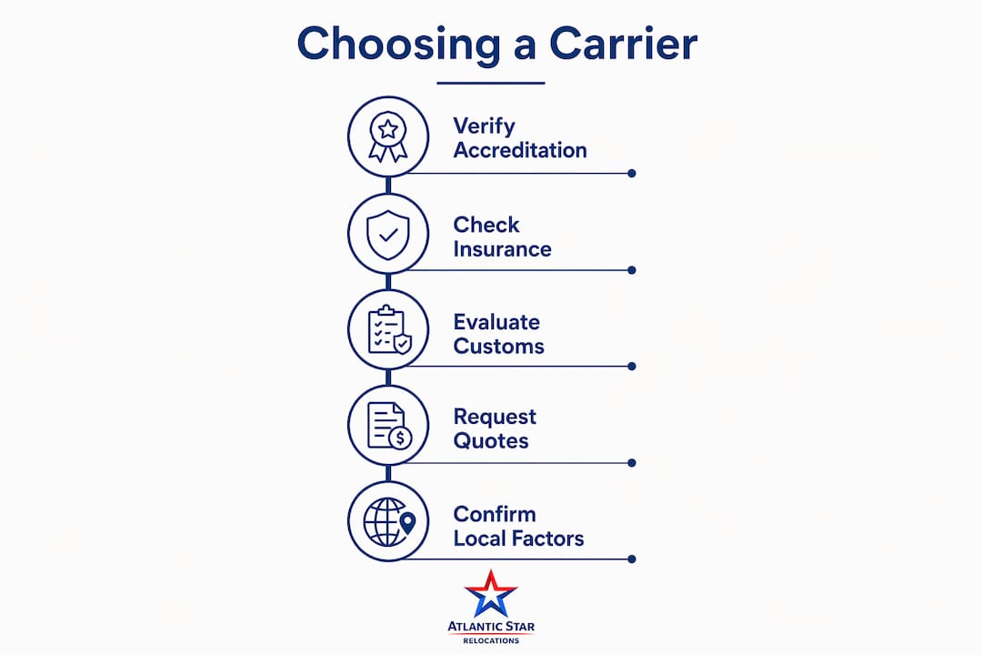 Infographic outlining steps to choose moving carrier