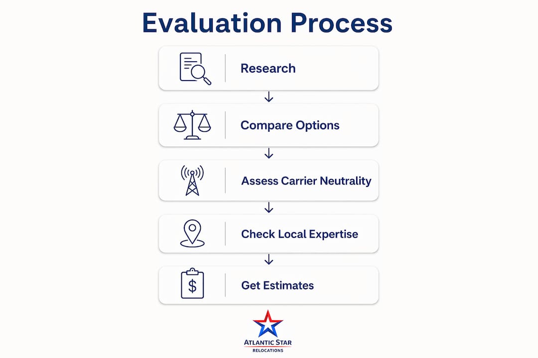 Infographic showing steps to evaluate logistics alternatives