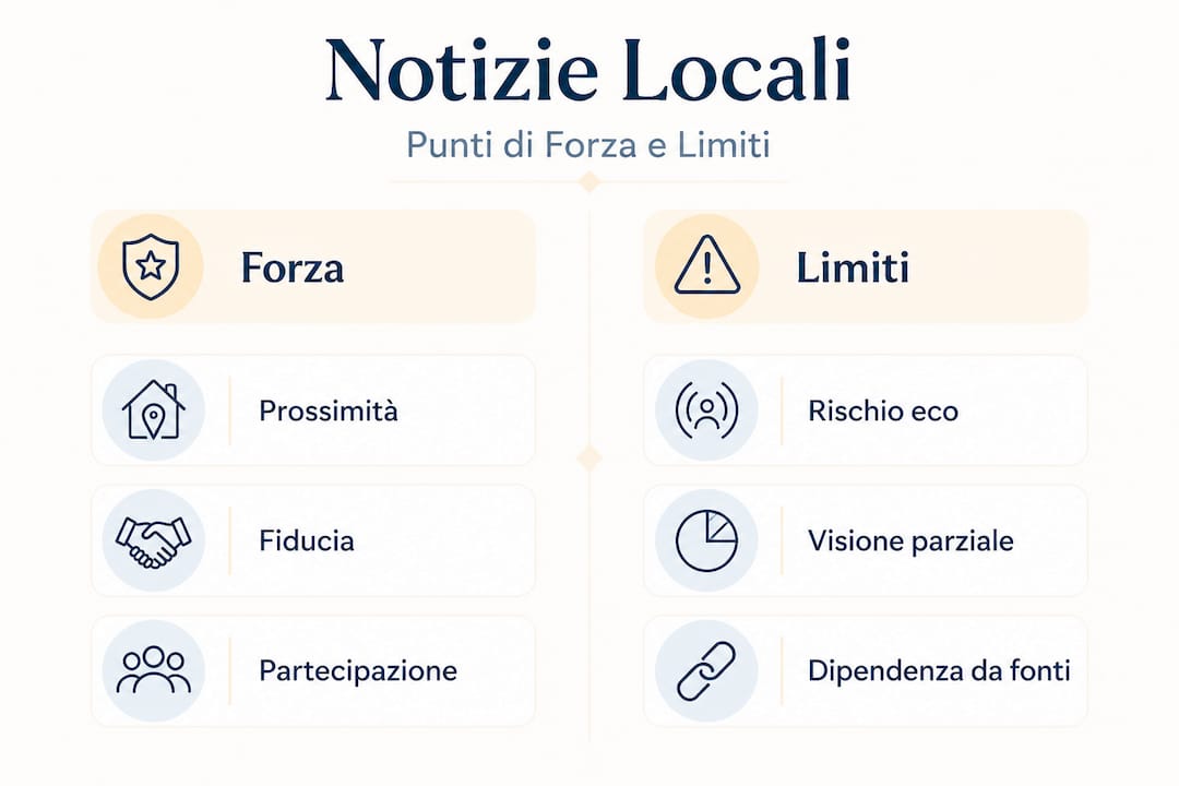 Infografica: punti di forza e criticità dell’informazione locale