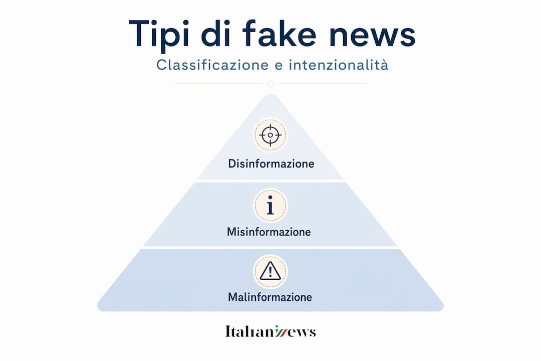 Schema gerarchico delle principali tipologie di fake news
