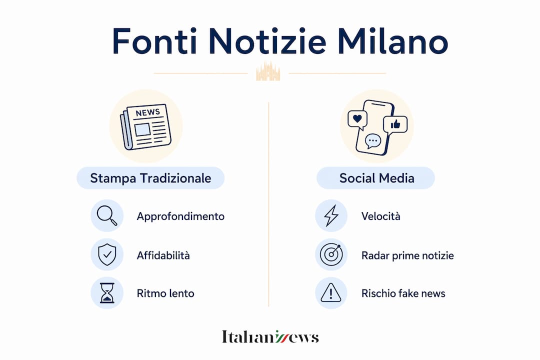 Infografica: confronto tra le fonti di informazione a Milano – mezzi tradizionali o social media?