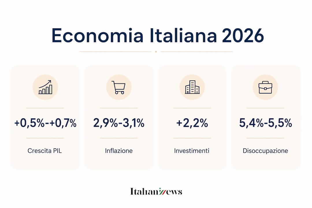 Grafico informativo con i principali dati economici previsti per il 2026