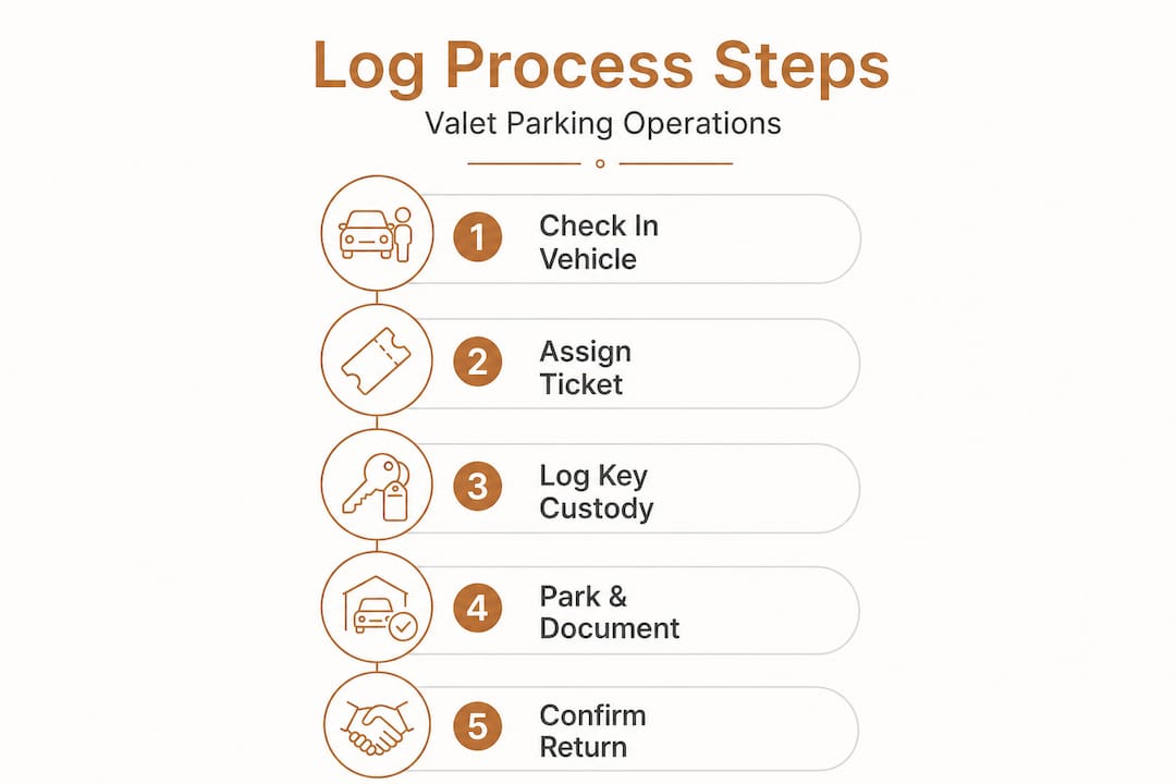 Infographic showing valet log process flow