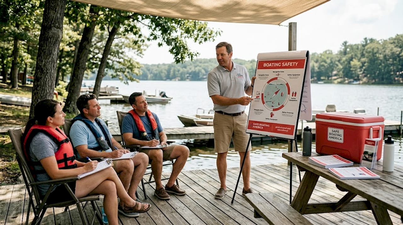 Boating instructor leads lakeside safety class