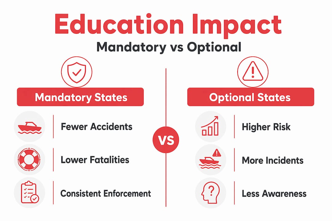 Infographic comparing mandatory vs optional boating education