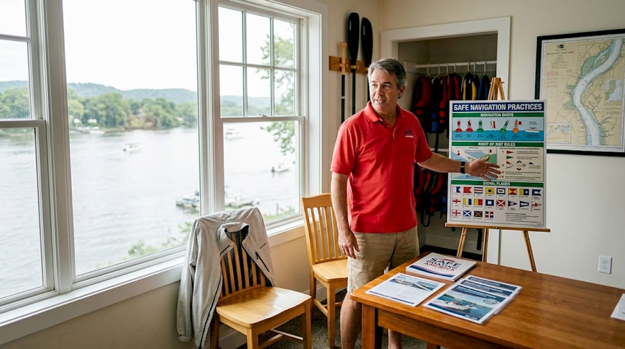 Instructor teaching boating safety education