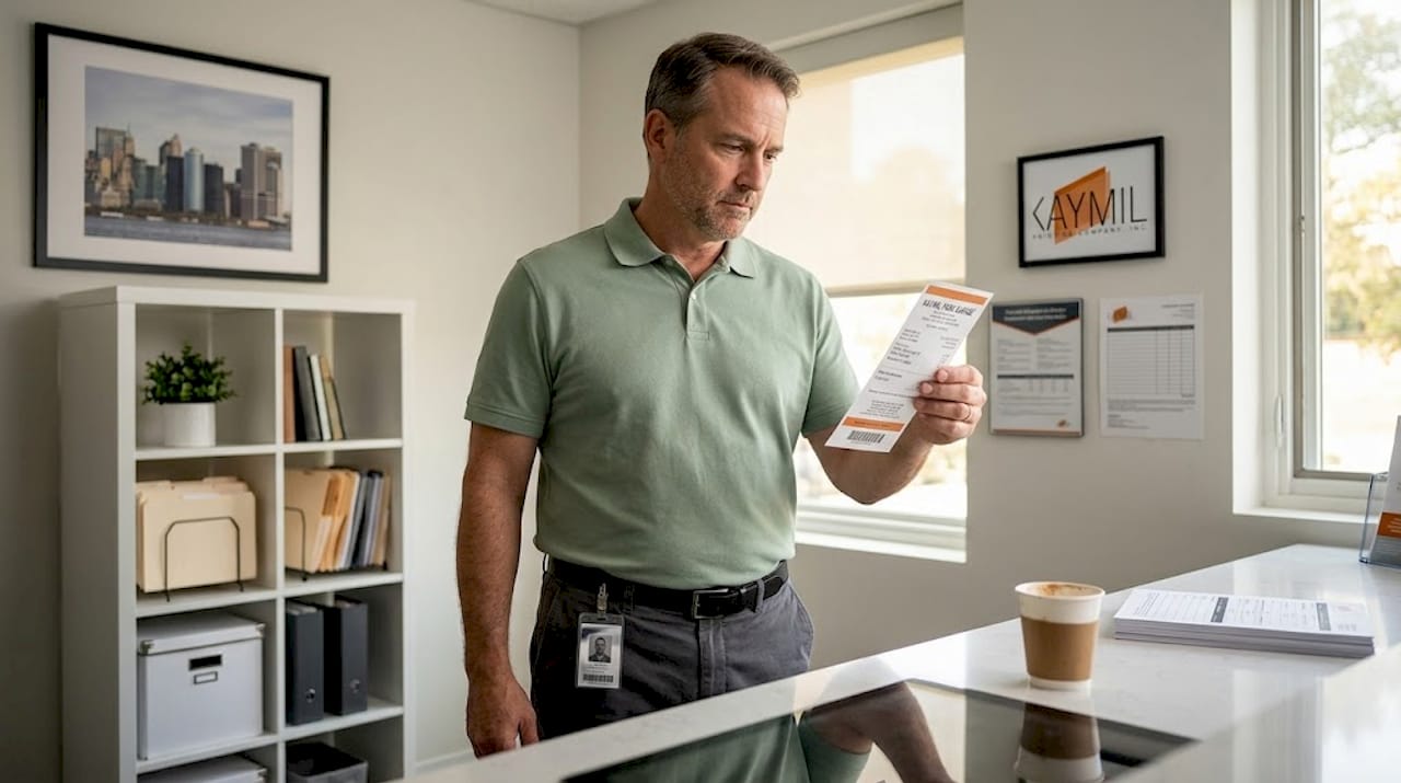 Facility manager reviewing parking receipt