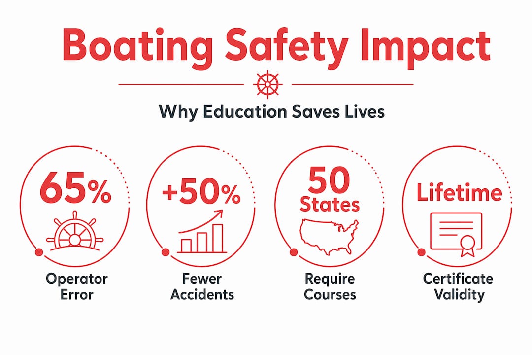 Infographic showing boating education impact statistics