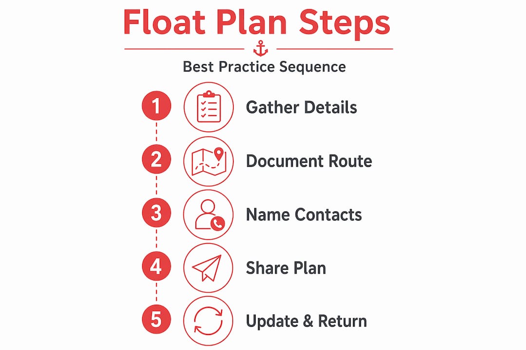 Infographic outlining float plan best practice steps