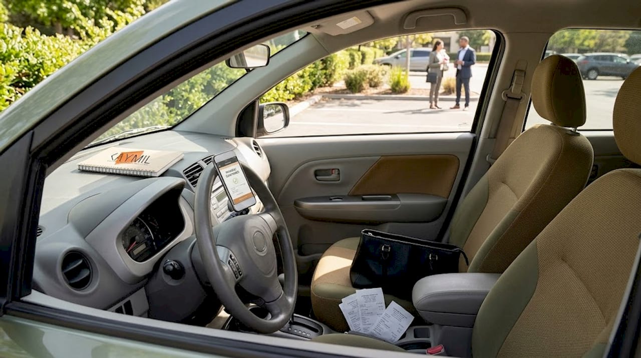 Driver paying for parking ticket digitally