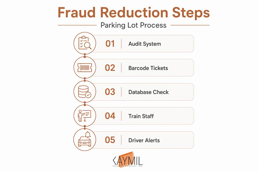 Infographic outlining parking fraud reduction steps