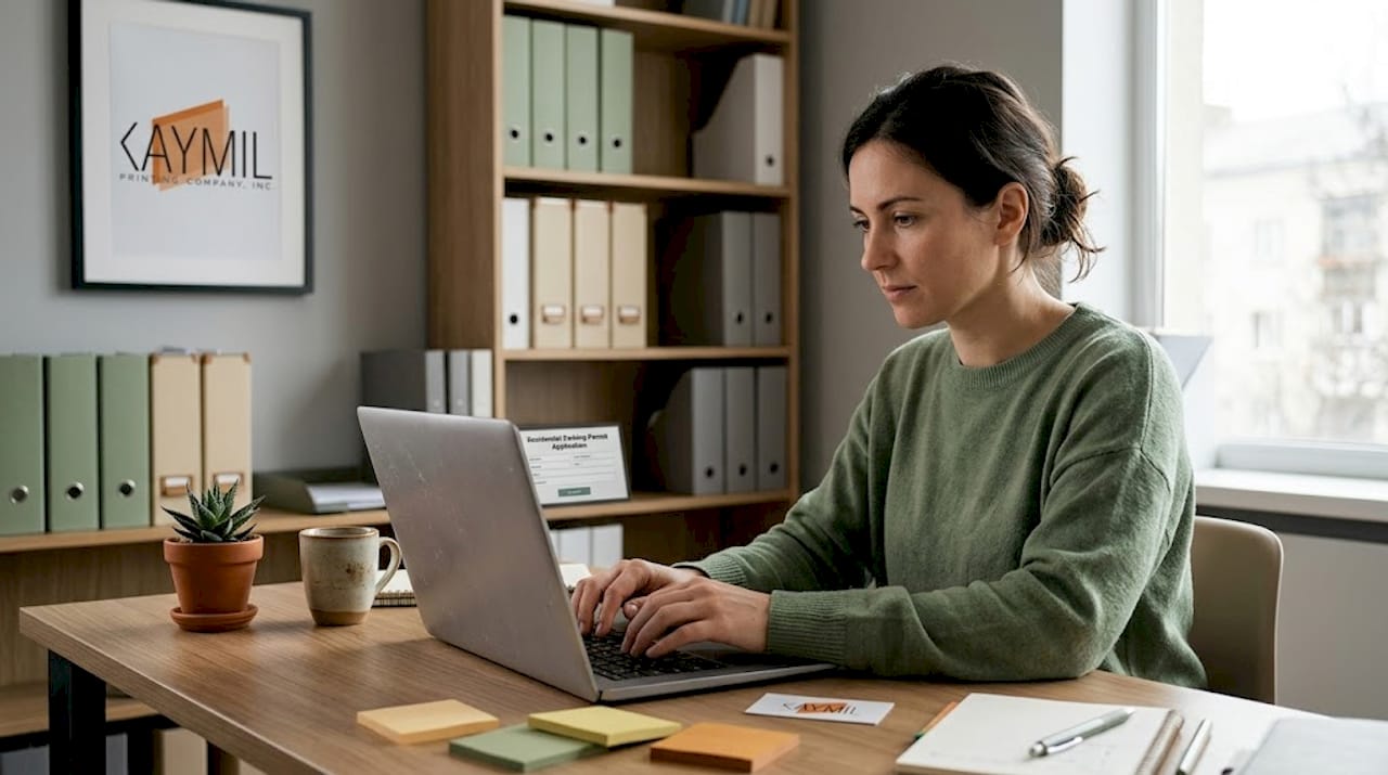Woman applying for temporary parking permit online