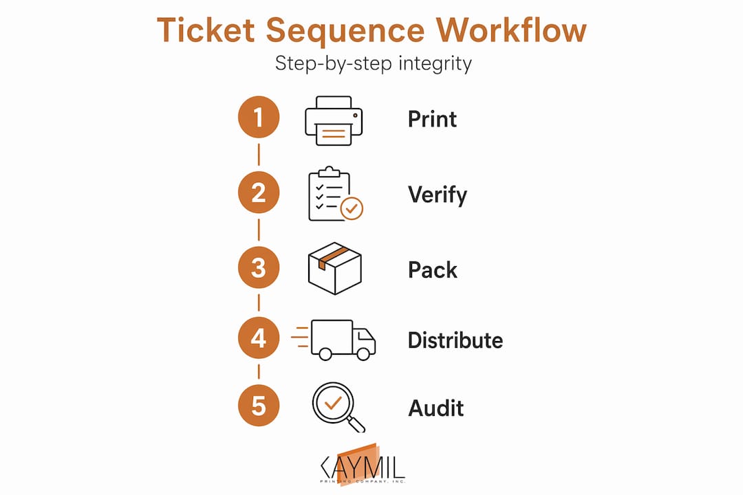 Infographic showing ticket sequence workflow steps