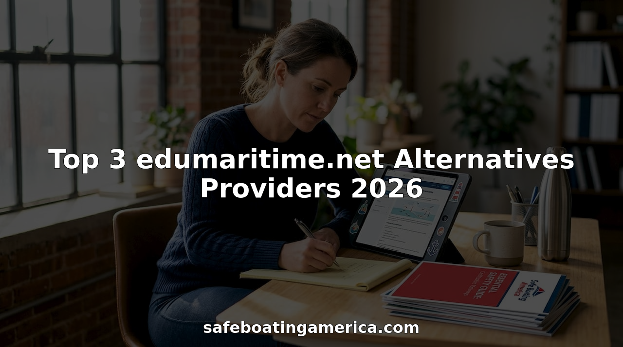 Woman studies boating safety course at home