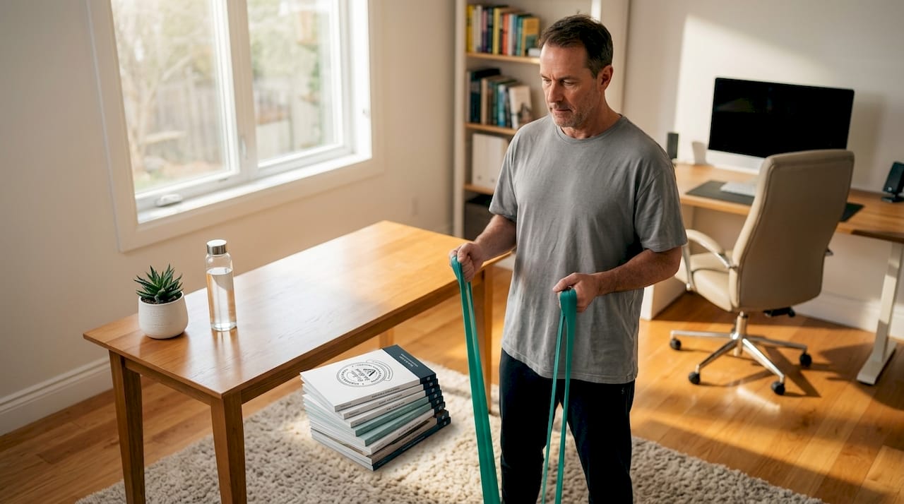 Man builds muscle for metabolic recovery at home
